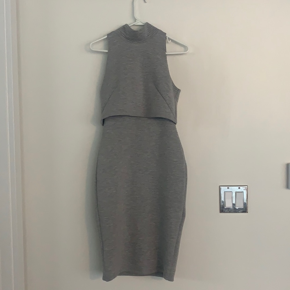 ASOS Grey textured tiered midi knit dress- size 6